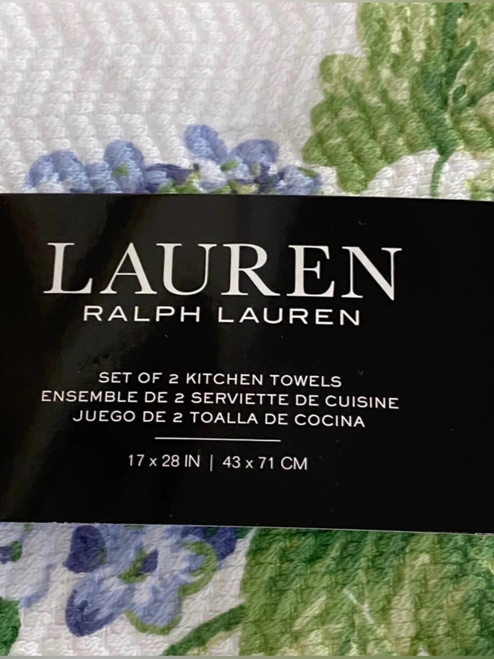 Ralph Lauren Kitchen Towels - Hydrangeas - set of 2 towels Brand new - Picture 5 of 6